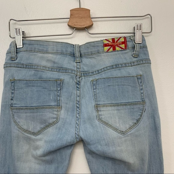 Machine Jeans Woman Size 1 Low Rise  Ripped Skinny Tapered Leg‎ Y2K Blue Light - Picture 5 of 10